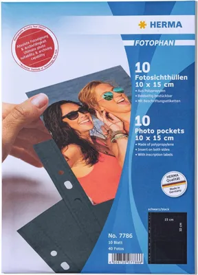 Image de Pochettes transparentes pour photos 100 x 150 mm horizontal noir 10 pochettes