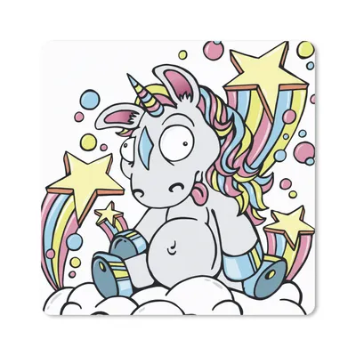 Produktbild von MuchoWow® Mauspad Mousepad Eine Illustration eines weißen Einhorns auf einer Wolke - Mädchen - Kinder - Kinder 20x20 cm - Mousepads - Maus Mat - Pad - Mausunterlage - Desk Mat - Bureauartikeln