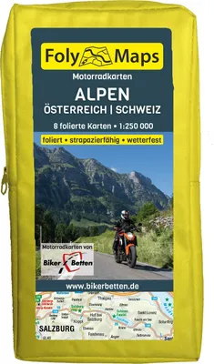 Produktbild von FolyMaps Motorradkarten Alpen Österreich Schweiz 1 : 250 000