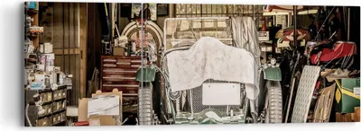 Produktbild von Bild auf Leinwand - Leinwandbild - 3 Teile - Historisch Auto Garage - 90x30cm - Wand Bild - Wanddeko - Wandbilder - Leinwanddruck - Bilder - Wanddekoration - Leinwand bilder - Wandbild - CA90x30-4562