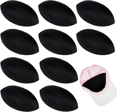 Productafbeelding van PH hoedvoering zweetbeschermer herbruikbare - Set van 10 - Zwarte wasbare hoed sweat liner insert 26 x 12,5 cm