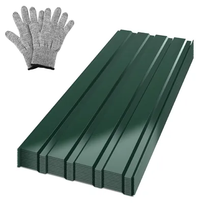 Image de Vigevee, plaques de toiture en tôle d'acier galvanisé, épaisseur 0,25 mm, dimensions 115 x 45 cm, couleur verte, pour une surface maximale de 18 m²