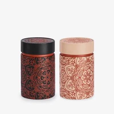 Produktbild von Aufbewahrungsdosen Mandala-Design aus Glas und Metall - 2er Set