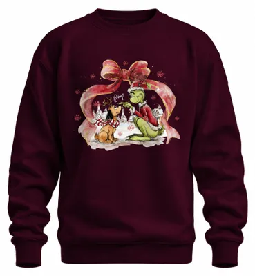 Produktbild von Grinch Boop Niedlich Hund Rentier Schleife Weihnachten Max Sweatshirt Pullover, Burgundy, L
