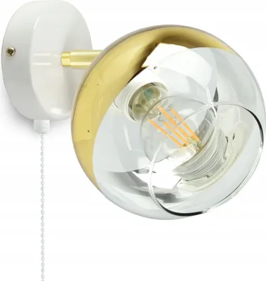 Obrázek produktu pro LUXOLAR - Nástěnné svítidlo s vypínačem bílo-zlaté E27 60 W - Nástěnné otočné svítidlo do obývacího pokoje, kuchyně - Nástěnné osvětlení