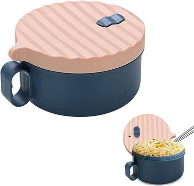 Produktbild von Japanische Suppen-Schale 1200ml Edelstahl-Essstäbchen blau