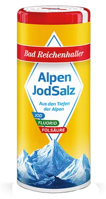 Produktbild von Bad Reichenhaller Alpen JodSalz mit Fluorid+Folsäure (125g Streuer)