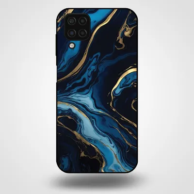 Produktbild von Smartphonica Handytasche für Samsung Galaxy A12 mit Marmordruck - TPU Rückseite Abdeckung Fall Marmor Design - Gold Blau