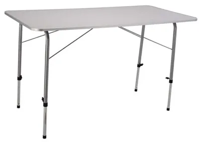 Obrázok produktu pre Skladací vonkajší stolík 120 x 60 cm s nastaviteľnou výškou a oceľovou konštrukciou