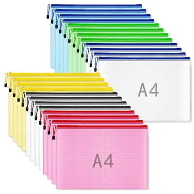 Productafbeelding van 24 stuks documententas, A4 formaat, netstof documententas met rits