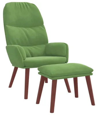 Produktbild von vidaXL Relaxsessel mit Hocker Hellgrün Samt