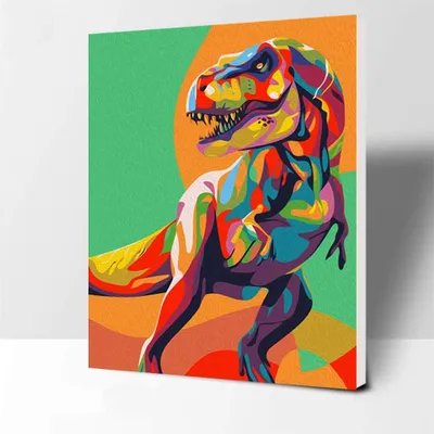 Produktbild von Malen nach Zahlen Set für Kinder und Erwachsene - Bunte Dinosaurier auf Leinwand