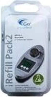 The image shows the packaging of a GoTest refill pack, which contains a handheld device.