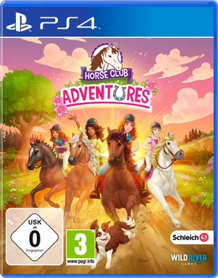 The cover art for a video game titled "Horse Club Adventures" for PlayStation 4.