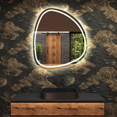 Produktbild von LED Spiegel Oval 54x54 cm – Badspiegel mit unregelmäßiger Modern Form, Kaltweiß 7000K – EGG223