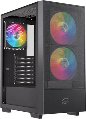 Obrázok produktu pre Einarex EXCS-PL-100R-B, Midi Tower, PC, Čierna, ATX, micro ATX, Mini-ITX, Oceľ, Temperované sklo, Hranie