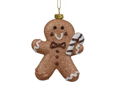 Produktbild von Christbaumschmuck Kunststoff 10cm Lebkuchenmann Figur Braun