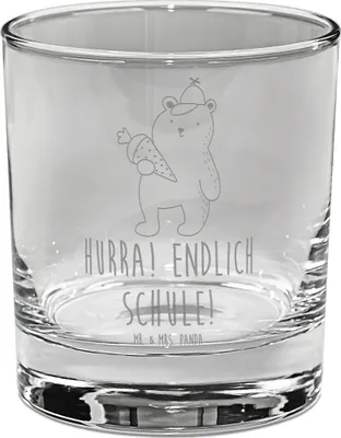 Produktbild von Mr. & Mrs. Panda Tumbler Bär Schultüte - Transparent - Geschenk, Whiskey, Einschulung, Schulbeginn, Glas, Whiskyglas, Schulanfang, Teddy, Erster Schultag, eiswürfelglas