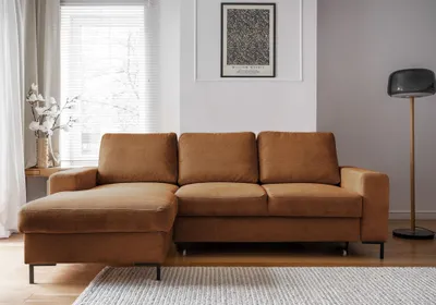 Produktbild von MIUFORM Lofty Lilly - Ecksofa mit Bettfunktion und Bettkasten L-FORM LINKS - 236x148cm - Ziegelrot - Sofa Schlafsofa Couch