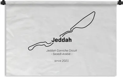 Produktbild von MuchoWow® Wandteppich Wandbehang Formel 1 - Jeddah - Rennstrecke 120x80 cm Tapisserie Dekoration Wandtuch - Wanddekorationen - Wandtücher