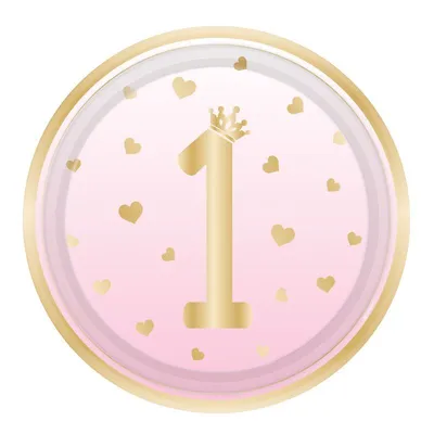 Produktbild von 8 Pappteller Rosa 1st Birthday 23cm