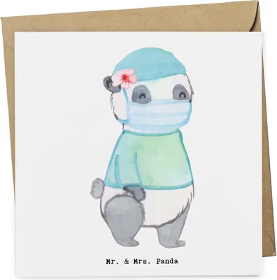 Produktbild von Mr. & Mrs. Panda Grußkarte Chirurgin Herz - Weiß - Geschenk, Arzt, Ärztin, Krankenhaus, anlasskarte, Krankehaus, doppelkarte, krank, OP, Glückwunschkarte, faltkarte