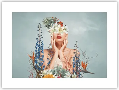 Produktbild von Poster - Poster ohne Rahmen - Surreal Frau Blumen - 40x30 cm - Wand Bild - Wanddeko - Wandbilder - Kunstposter - Wandposter - Bilder - Kunstdruck - Wanddekoration - Wandbild - P2XAA40x30-4818