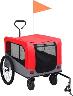 Produktbild von vidaXL príves na bicykel 2 v 1 pre psov a kočík červený a sivý