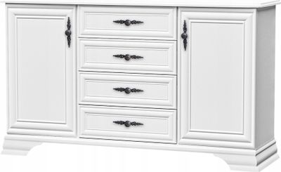 Komoda PREMIUM biała, pojemna, duża szafka, szuflady, półki, 155 cm, WERSAL