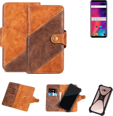 Produktbild von K-S-Trade Handy-Hülle Schutz-Hülle Bookstyle Case Wallet-Case kompatibel mit Elephone U Pro Handy Cover Bumper Kantenschutz Smartphone dunkelbraun