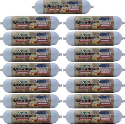 Produktbild von MyMenue4Dogs Hundefutter Rindswurst - 15x 400g