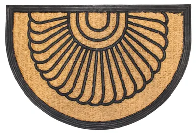 Image de Home Elements Paillasson demi-cercle fleur 40 x 60 cm