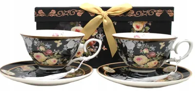Produktbild von Domdekoracji Porzellan-Tassen-Set PG-17976 Blumenmotiv 220ml