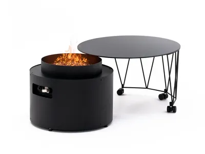 Obrázek produktu pro Drum– Moderní kulatý stůl s integrovaným plynovým krbem na terasu a zahradu