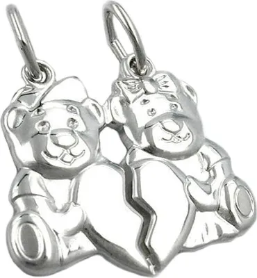 Produktbild von Partner Anhänger für Kinder 2 Bärchen mit Herz 925 Echt Silber Silberanhänger