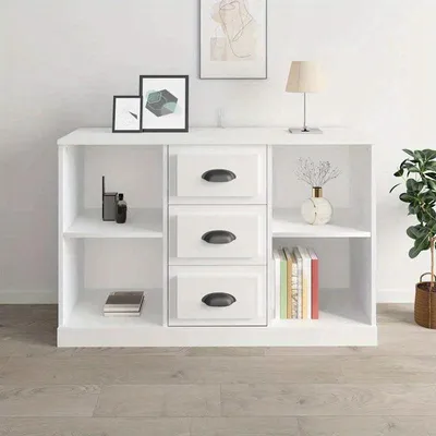 Image de Meuble de rangement moderne avec tiroirs et étagères - Meuble de 107 cm de large pour le salon et le bureau