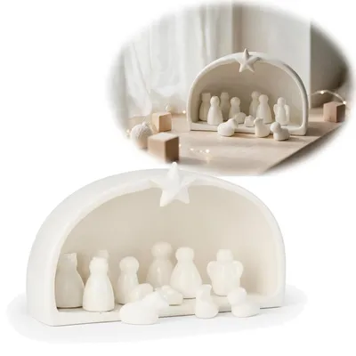 Produktbild von LS-LebenStil Porzellan Weihnachtskrippe Krippenfiguren Set 11 Figuren Krippe Krippenset Xmas