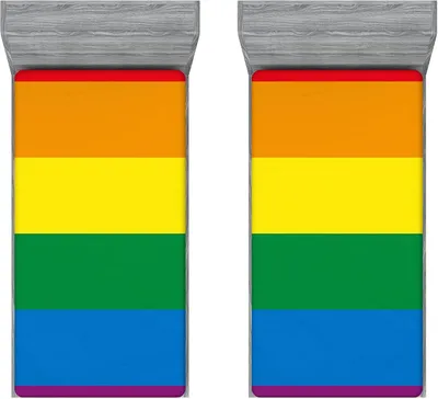 Image de Ensemble de housses de couette arc-en-ciel, pour personnes homosexuelles, drapeau, liberté, housses de couette avec élastique tout autour, grande ouverture, 2 pièces, 90 cm x 200 cm, rouge et jaune