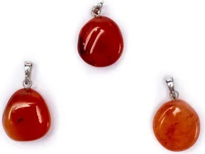Obrázok produktu pre Prívesok z karneolu vŕtaný -- balenie 5 ks - ± 1-2,5 cm