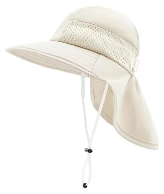 Immagine prodotto di Cappello da sole per bambini, unisex, per proteggere il collo, ideale per l'estate, taglia 2-6 anni, colore beige