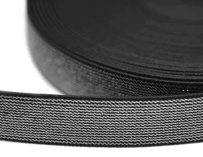 10m edles Glitzer-Gummiband elastisches Glitzerband silber schwarz 20mm