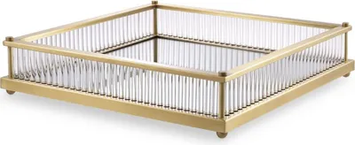 Image de Casa Padrino Plateau de service de luxe Laiton antique 39,5 x 39,5 x H. 9 cm - Plateau en acier inoxydable miroir - Accessoires de luxe pour la gastronomie