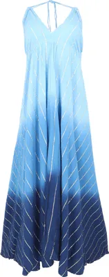 Produktbild von Boho Sommerkleid, Magic Dress, Batik Polyester Strandkleid, Maxikleid - Blau, Damen, Viskose, Kleider
