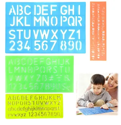 4er-Set Buchstabenschablonen aus Kunststoff, wiederverwendbar