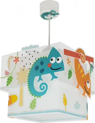 Produktbild von Bunte Kinder Deckenleuchte Happy Jungle Chamäleon mit ausgestanzten Motiven