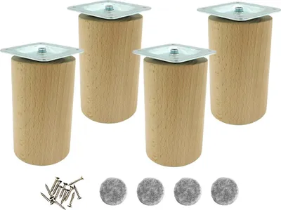 Obrázek produktu pro Dřevěná noha nábytku, válec, průměr 60 mm, surová, 10 cm, upevnění