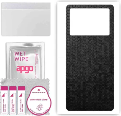 Produktbild von apgo Rückseite Schutzfolie, Skin, kompatibel mit Vivo iQOO 9 Pro, Hinten Displayschutzfolie aus Vinylfolie, kratzfest, einfache Montage - Schwarze Honigwabe