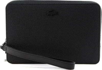 Produktbild von LACOSTE Leder Abendtasche Utensilientasche Chantaco Clutch Noir schwarz