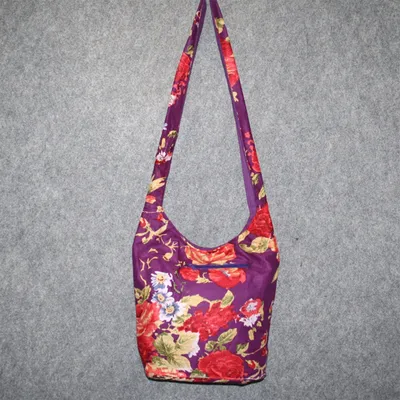 Produktbild von Stofftasche - Blumenmuster lila-pink - Stoffbeutel