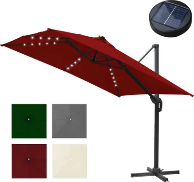 Zdjęcie produktu dla Clanmacy Parasol ogrodowy 300 cm z korbą, z regulacją nachylenia, UV50+, czerwony